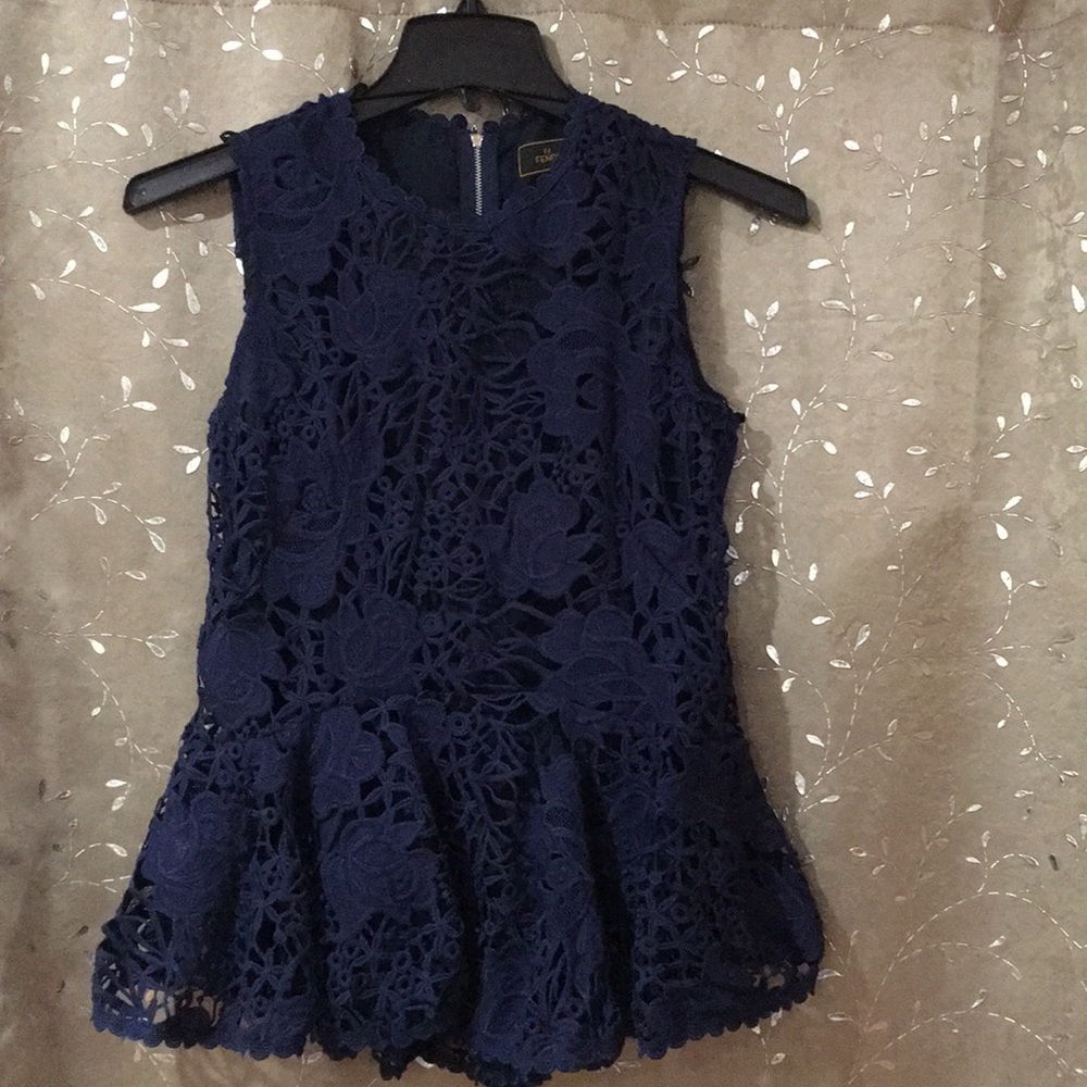 Fendi peplum lace embroidered blouse sz 6